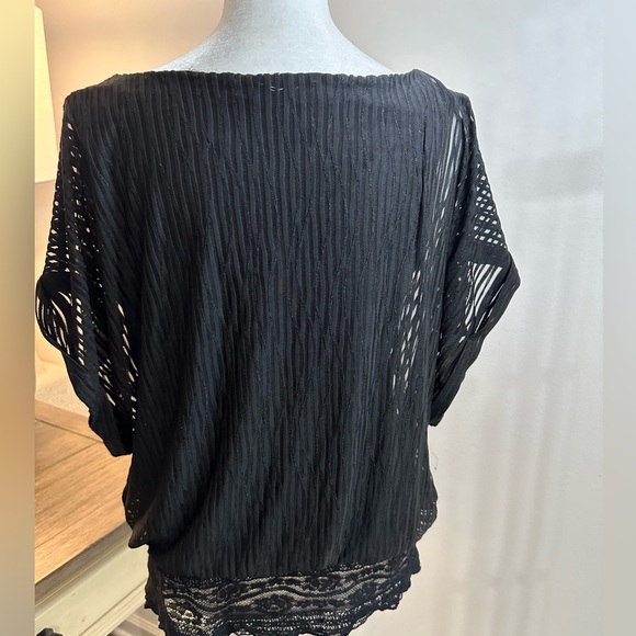 Joseph A Black Dolman Sleeve with Sheer Sleeve - Size M - Picture 6 of 13